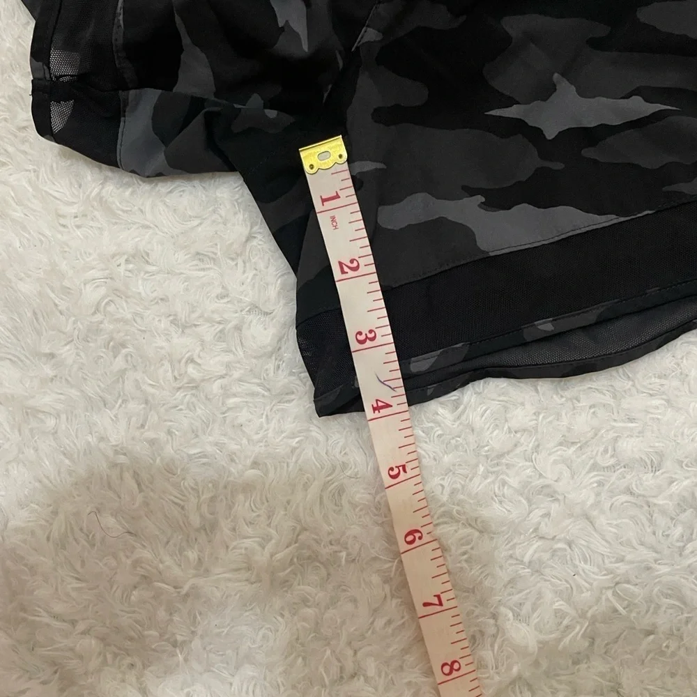Athleta Black Camouflage Mesh Racer Shorts